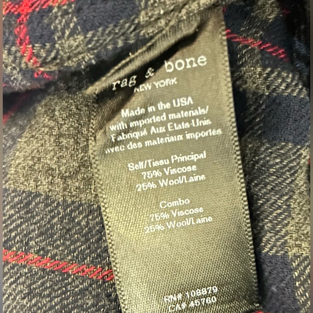 Rag & Bone Felicity Felicia Plaid Tie Waist Viscose Wool Shirt - Picture 8 of 9